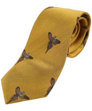 Men's Soprano Flying Pheasant Print Silk Tie - New Gold