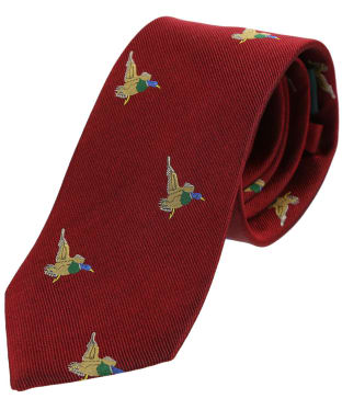 Men's Soprano Green Flying Ducks Silk Tie - Red