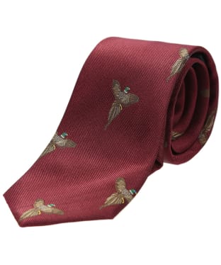 Men's Soprano Flying Pheasant Print Silk Tie - Wine