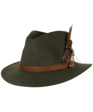 Women's Hicks & Brown The Suffolk Fedora - Bronze Side Feather - Olive