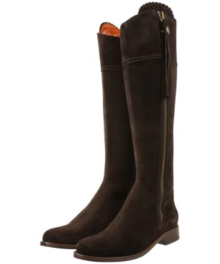Women's Fairfax & Favor Tall Flat Regina Boots - Chocolate Suede