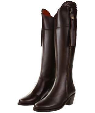 Women's Fairfax & Favor Regina Heeled Leather Boots - Mahogany Leather