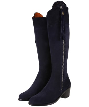 Women's Fairfax & Favor Tall Heeled Regina Boots - Navy Blue Suede