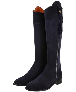 Women's Fairfax & Favor Tall Flat Regina Boots - Navy Blue Suede