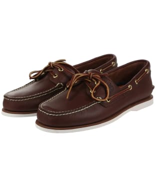Men's Timberland Classic Leather Boat Shoes - Dark Brown