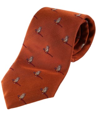 Men's Alan Paine Ripon Silk Tie - Flying Pheasant - Rust
