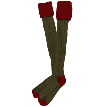 Men's Alan Paine Knee Length Wool Blend Shooting Socks - New Red/Olive