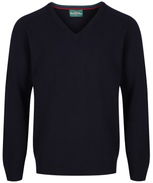 Men's Alan Paine Streetly V-Neck Lambswool Pullover - Navy