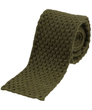 Men's Alan Paine Textured Knitted Wool Tie - Olive