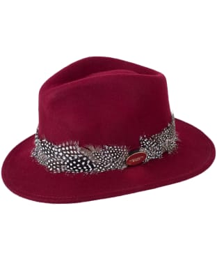 Women's Hicks & Brown The Suffolk Fedora - Sable Feather Wrap - Maroon