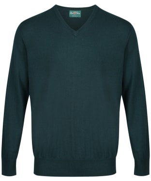 Men's Alan Paine Millbreck V-Neck Merino Sweater - Tartan Green
