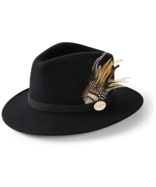 Women's Hicks & Brown The Suffolk Fedora - Fawn Side Feather - Black