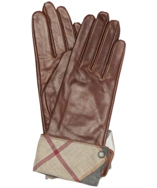 Women's Barbour Lady Jane Leather Gloves - Brown / Hessian