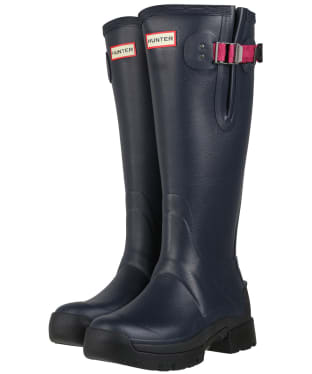 Women’s Hunter Balmoral Side Adjustable Neoprene Lined Tech Sole Wellington Boots – Tall - Navy / Peppercorn