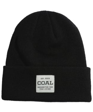 Coal The Uniform Fine Rib Knit Cuffed Mid Beanie - Solid Black