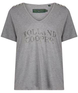 Women’s Holland Cooper Diamante V-Neck T-Shirt - Grey Marl