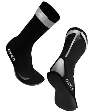 Zone3 Neoprene Gripped Sole Swim Socks - Black / Reflective Silver