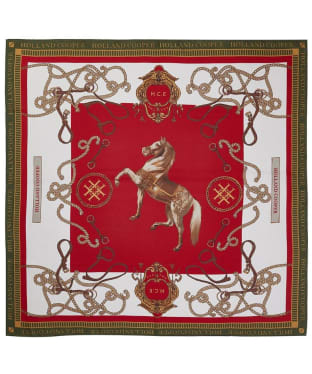 Women’s Holland Cooper Regal Horse Silk Scarf - Racing Green/Red