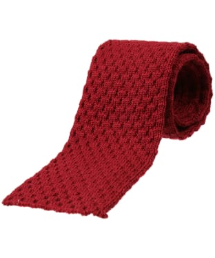 Men's Alan Paine Textured Knitted Wool Tie - Bordeaux