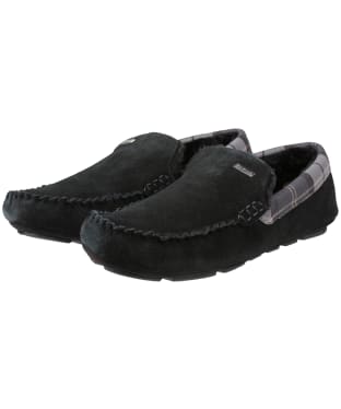 Men's Barbour Monty House Suede Slippers - Black Suede