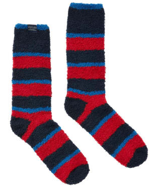 Men’s Joules Fluffy Socks - Red / Blue Stripe