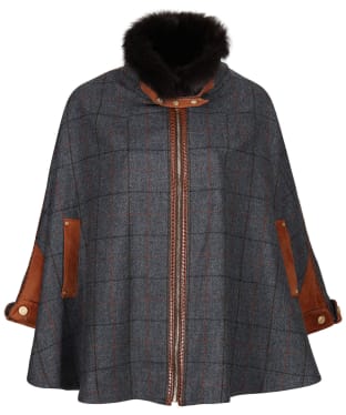 Women’s Holland Cooper Chiltern Tweed Cape - Mid Blue Check
