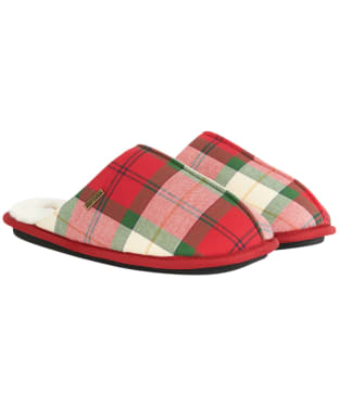 Men’s Barbour Young Mule Slippers - Berry Red Tartan