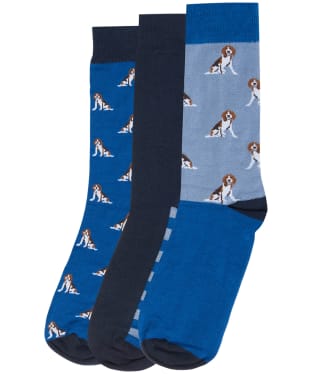 Men's Barbour Beagle Dog Socks Gift Set - Blue Beagle