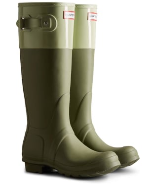 Women's Hunter Original Tall Colour Block Wellington Boots - Lichen Green