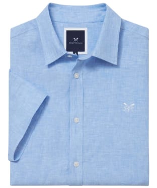 Men's Crew Clothing Short Sleeve Linen Shirt - Blue