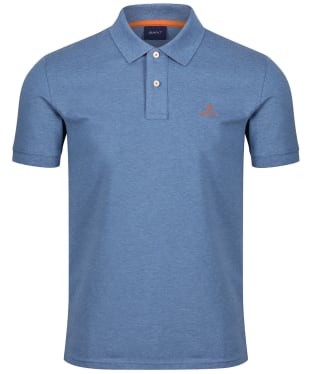 Men's GANT Contrast Collar Short Sleeve Rugger Shirt - Denim Blue Melange