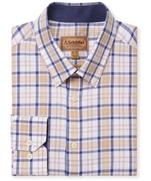 Men’s Schoffel Healey Tailored Long Sleeve Shirt - Blue / Yellow / Brown Check
