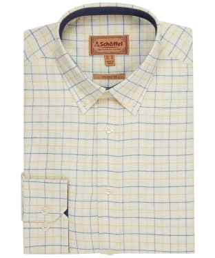 Men's Schöffel Long Sleeve Tailored Fit Aldeburgh Shirt - Navy / Mustard Check
