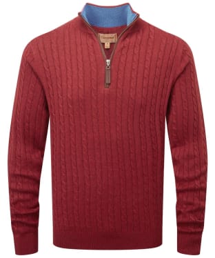 Men's Schoffel Cotton Cashmere Cable 1/4 Zip Sweater - Chilli Red