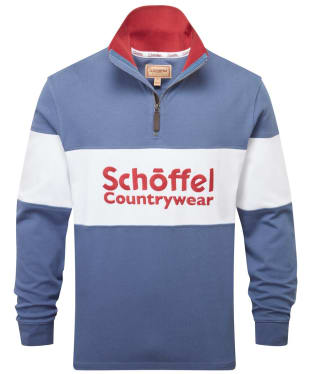 Schoffel Exeter Heritage 1/4 Zip Rugby Shirt - Stone Blue