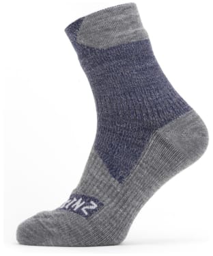 SealSkinz Bircham Waterproof All Weather Ankle Length Socks - Navy Blue / Grey Marl