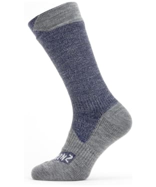 SealSkinz Raynham Waterproof All Weather Mid Length Socks - Navy Blue / Grey Marl