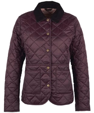 Women's Barbour Deveron Quilted Jacket - Black Cherry / Pale Pink
