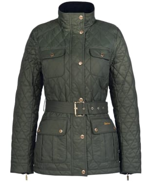 Women's Barbour Belted Country Utility Quilted Jacket - Olive / Rose Garden Floral