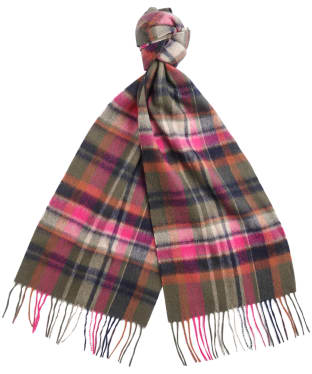 Women's Barbour Vintage Winter Plaid Scarf - Pink Dahlia