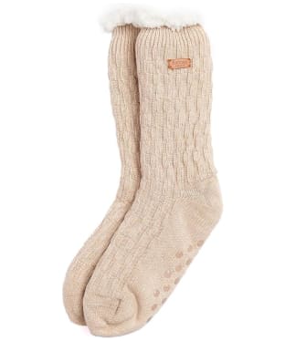 Women's Barbour Cable Knit Lounge Socks - Oatmeal