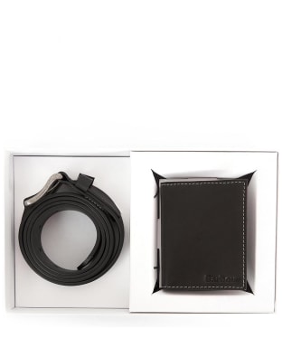 Men’s Barbour Leather Belt & Wallet Gift Set - Dark Brown