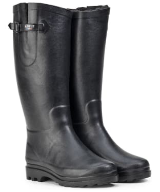 Women's Aigle Aiglentine Fur-Lined Wellington Boots - Black