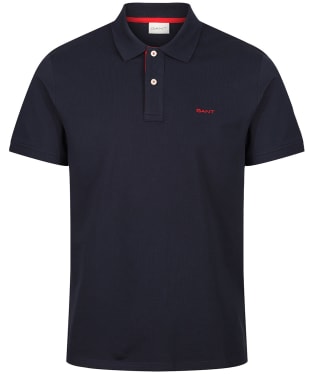 Men's GANT Regular Contrast Pique Short Sleeve Rugger Polo Shirt - Evening Blue