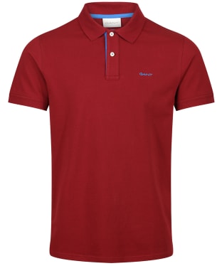 Men's GANT Regular Contrast Pique Short Sleeve Rugger Polo Shirt - Plumped Red