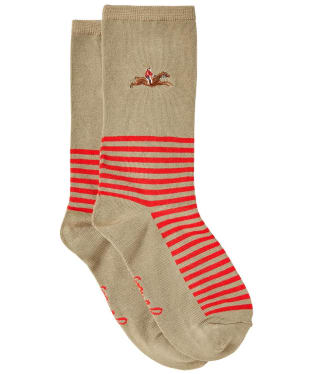 Women's Joules Excellent Embroidered Socks - Oat Embroidered Horse