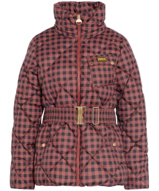 Women's Barbour International Printed Aurora Quilted Jacket - Amaretto / Northumberland Check