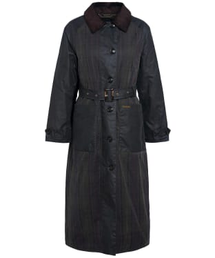 Women's Barbour Everley Waxed Cotton Trench Coat - Sage / Dull Classic