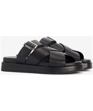 Women's Barbour Annalise Chunky Soled Leather Slide Sandals - Black