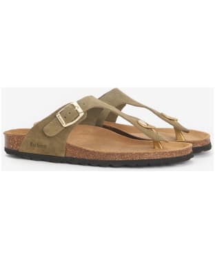 Women's Barbour Margate Suede Toe-Post Sandal - Olive Suede